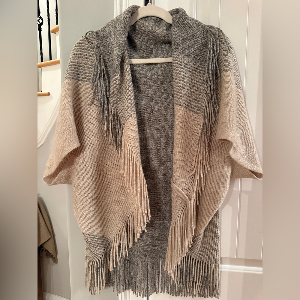 Nine West Fringe Knit Wrap Cardigan One Size